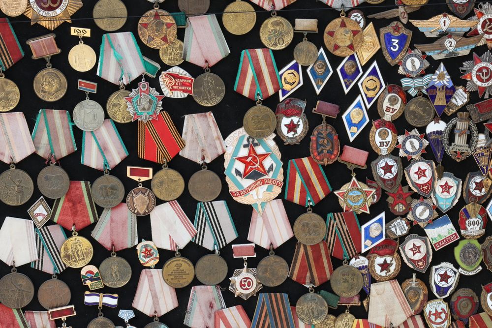Vintage military medals and badges