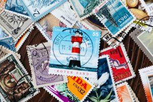 A colorful assortment of vintage postage stamps