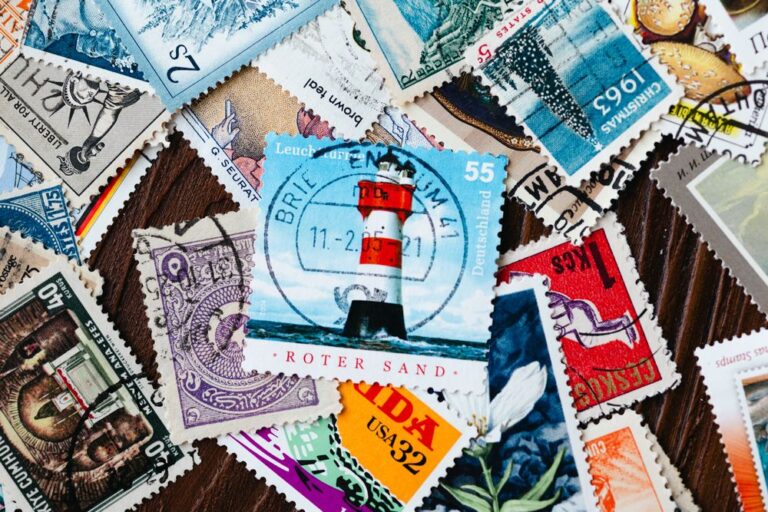 A colorful assortment of vintage postage stamps